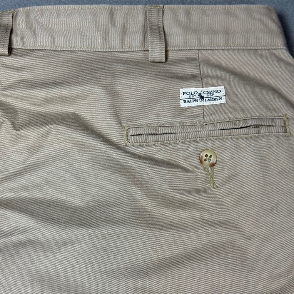 VTG Polo Ralph Lauren Mens Chino Pants Pleated 38x26 Tan Khaki 100% Cotton - Picture 6 of 8